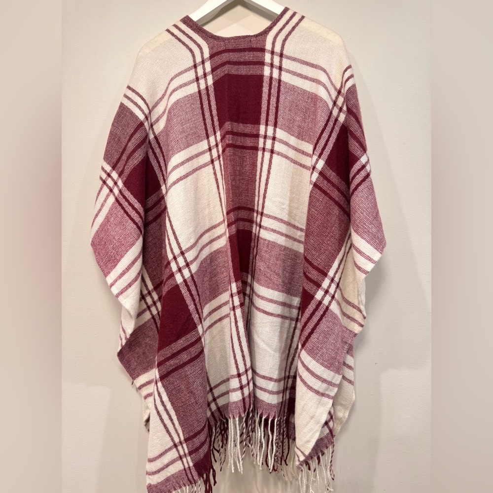 Banana Republic Red and White Plaid Poncho - Picture 4 of 5